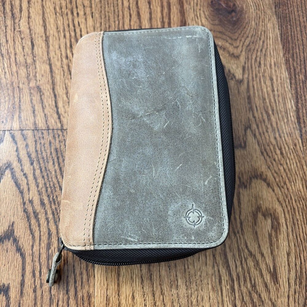 Vintage Day-Timer Brown Leather Planner 6 Ring with Inserts Zip Around